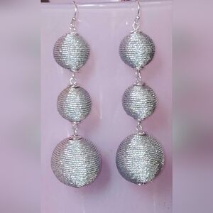 Silver Triple Orb Drop Earrings - Women Jewelry Earrings
